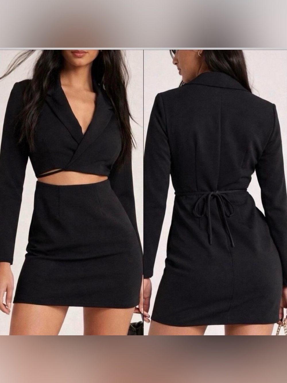 Abercrombie & Fitch Black Blazer Wrap Top Mini Dress, SZ. M